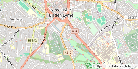 Map of Newcastle Under Lyme, Staffordshire