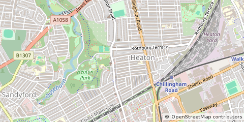 Map of Newcastle Upon Tyne, Tyne and Wear