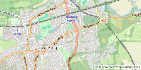 Map of Dorking, Surrey