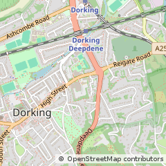 Map of Dorking, Surrey