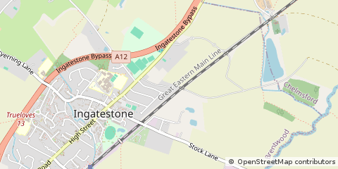 Map of Ingatestone, Essex