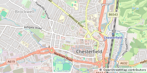 Map of Chesterfield, Derbyshire