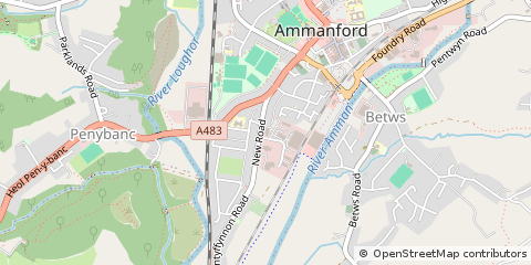 Map of Ammanford, Carmarthenshire