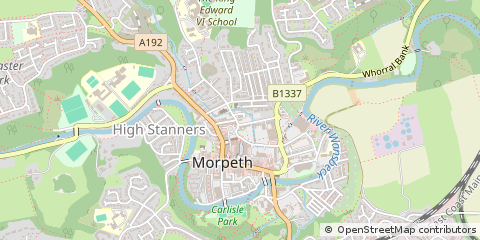 Map of Morpeth, Northumberland
