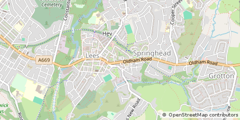 Map of Oldham, Lancashire
