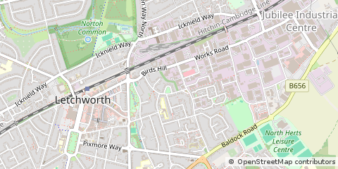 Map of Letchworth Garden City, Hertfordshire