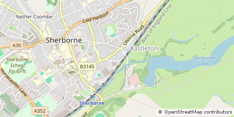 Map of Sherborne, Dorset