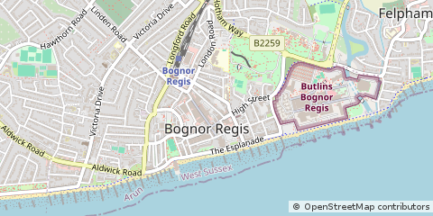 Map of Bognor Regis, West Sussex