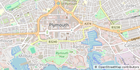 Map of Plymouth, Devon