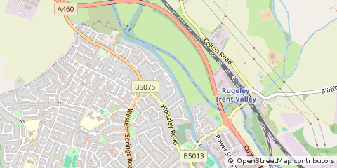 Map of Rugeley, Staffordshire