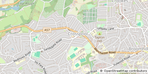 Map of Sheffield, South Yorkshire
