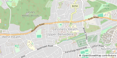Map of Belvedere, Kent