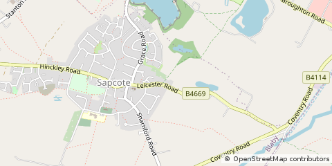 Map of Sapcote, Leicestershire
