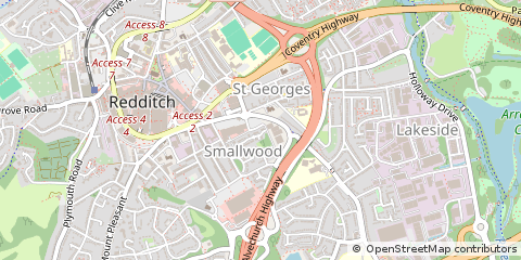 Map of Redditch, Worcestershire