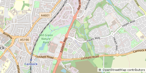 Map of Cannock, Staffs