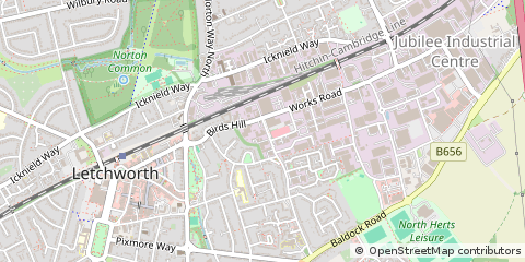 Map of Letchworth Garden City, Hertfordshire