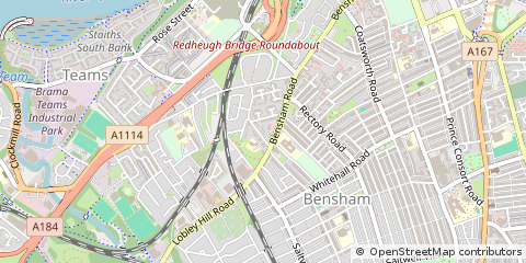 Map of Gateshead, Tyne and Wear