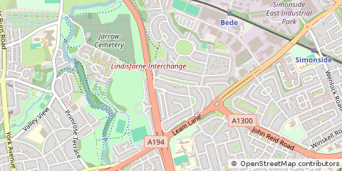 Map of Jarrow, Tyne and Wear