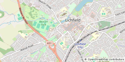 Map of Lichfield, Staffordshire