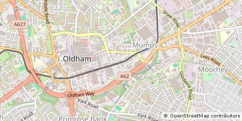 Map of Oldham, Lancashire