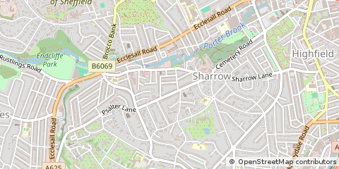 Map of Sheffield, South Yorkshire