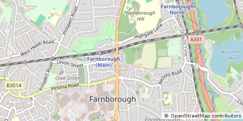Map of Farnborough, Hampshire