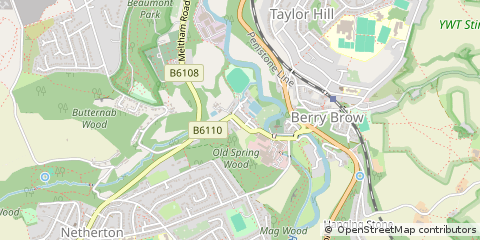 Map of Huddersfield, West Yorkshire