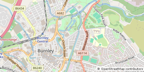 Map of Burnley, Lancashire