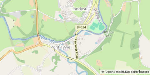 Map of Llandysul, Dyfed