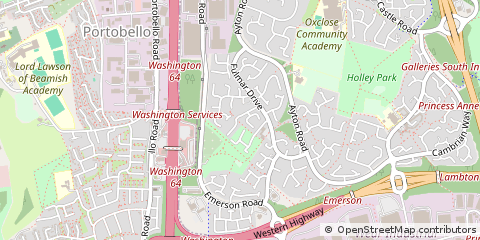Map of Washington, Tyne and Wear