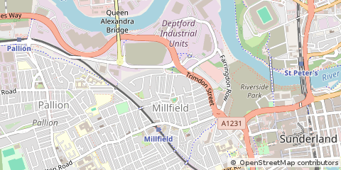 Map of Sunderland, Tyne & Wear