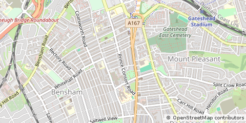 Map of Gateshead, Tyne and Wear