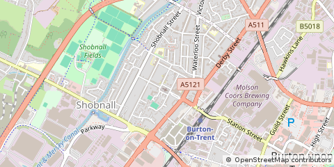 Map of Burton-on-Trent, Staffordshire