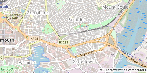 Map of Plymouth, Devon