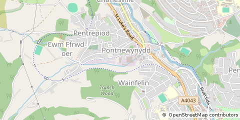Map of Pontypool, Torfaen