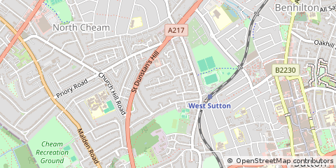 Map of Sutton, Surrey