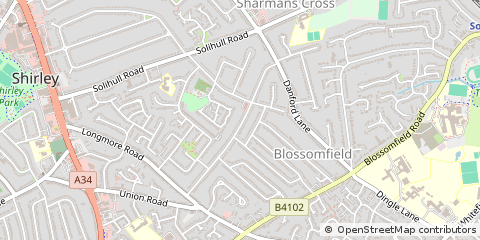 Map of Solihull, West Midlands