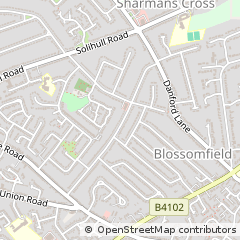 Map of Solihull, West Midlands
