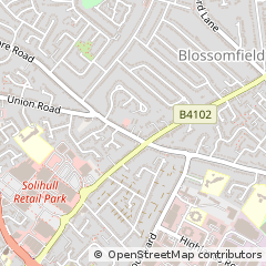 Map of Solihull, West Midlands