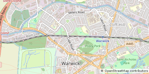 Map of Warwick, Warwickshire