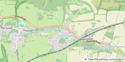 Map of Gomshall, Surrey