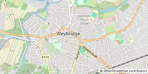 Map of Weybridge, Surrey