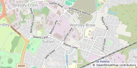 Map of ST. Helens, Merseyside