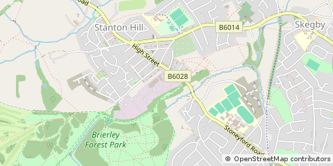 Map of Sutton in Ashfield, Notts