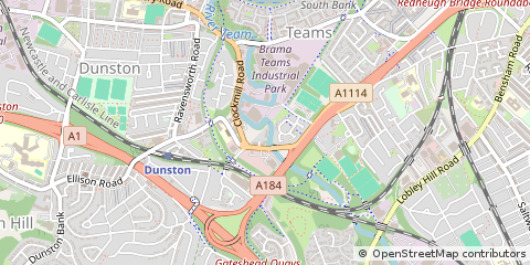Map of Gateshead, Tyne and Wear