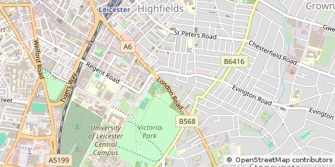 Map of Leicester, Leicestershire