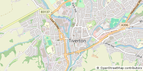 Map of Tiverton, Devon