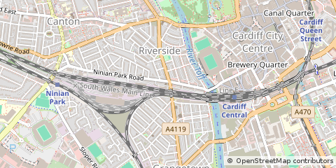 Map of Cardiff, South Glamorgan