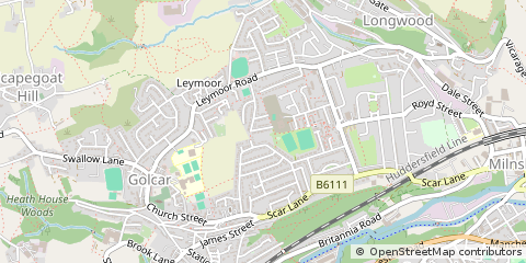 Map of Huddersfield, West Yorkshire