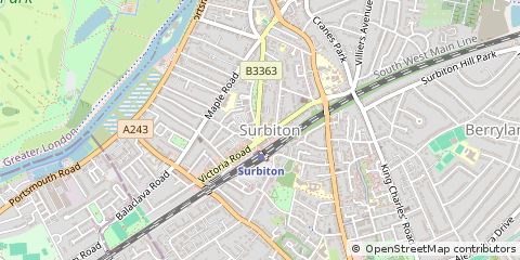 Map of Surbiton, Surrey